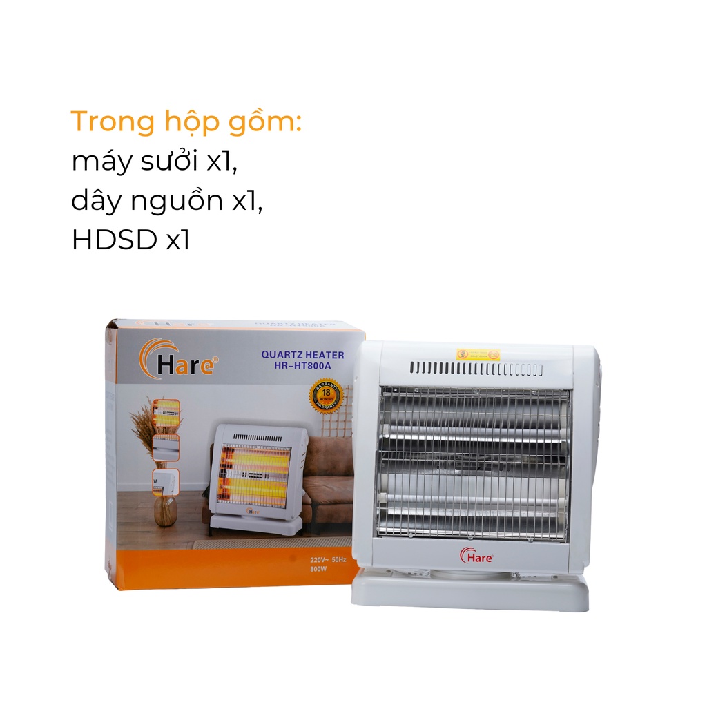 Quạt sưởi điện 2 bóng HR-HT800A -hàng chính hãng thương hiệu Hare - bảo hành 18 tháng