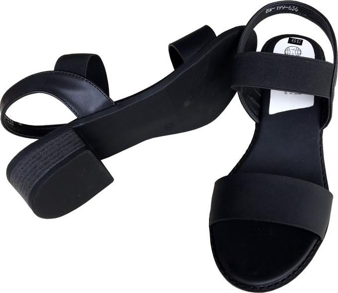 Giày sandal nữ Trường Hải gót vuông 4cm màu đen đế cao su mềm dẻo chống trơn thời trang cao cấp XDN236