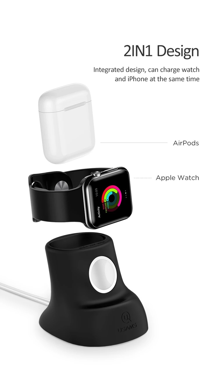 Đế sạc Silicon 2 trong 1 USAMS US-ZJ051 cho Apple Watch và AirPods mua ở đâu giá tốt