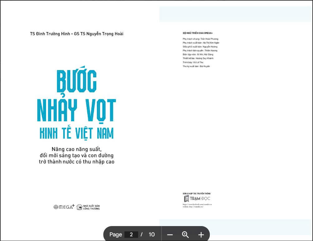 Bước Nhảy Vọt Kinh Tế Việt Nam - Nâng Cao Năng Suất, Đổi Mới Sáng Tạo Và Con Đường Trở Thành Nước Có Thu Nhập Cao - TS Đinh Trường Hinh, GS TS Nguyễn Trọng Hoài - Omega Plus