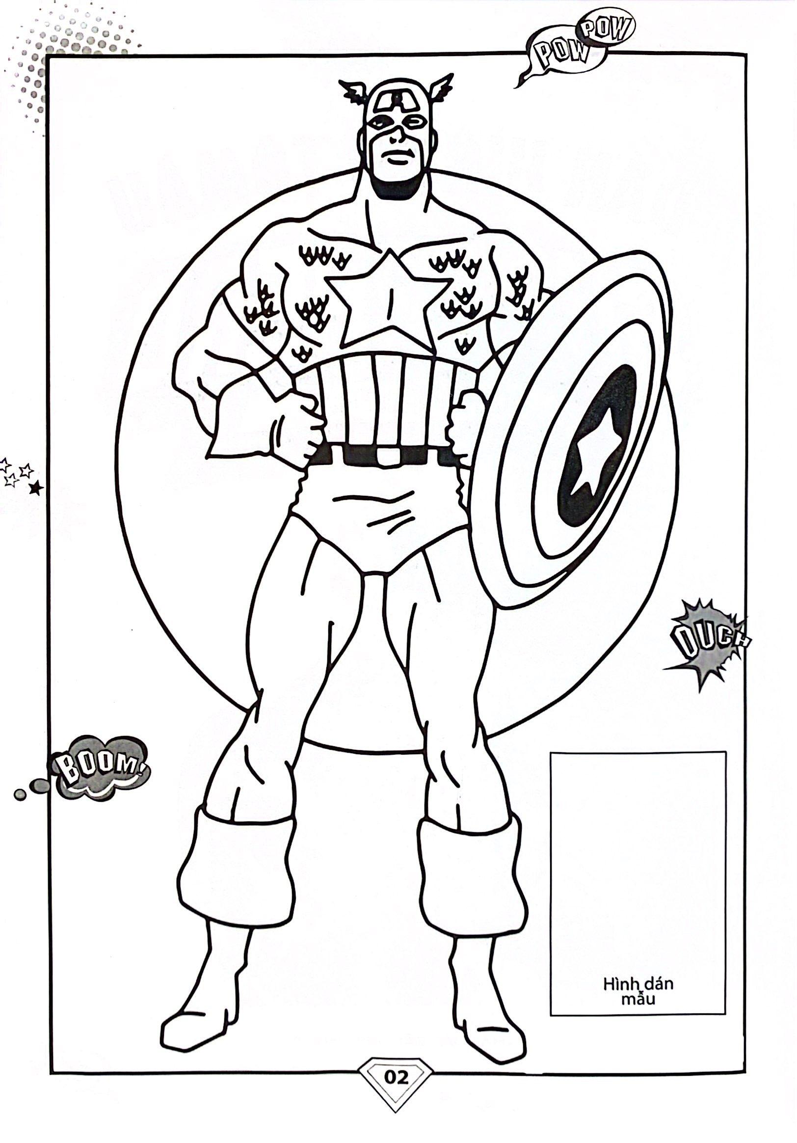 Dán Hình Và Tô Màu - Superhero - Captain America (Tái Bản 2024)