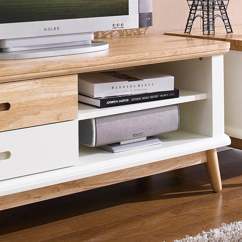 Tủ TV 2 Ngăn Kéo Vivid Gỗ Tự Nhiên Ibie LV2KVIVR - Trắng