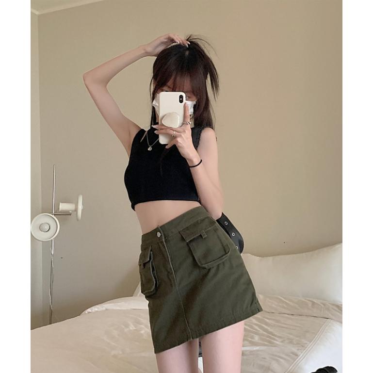 Váy denim Ngắn Lưng Cao Thời Trang Mùa Hè Dành Cho Nữ