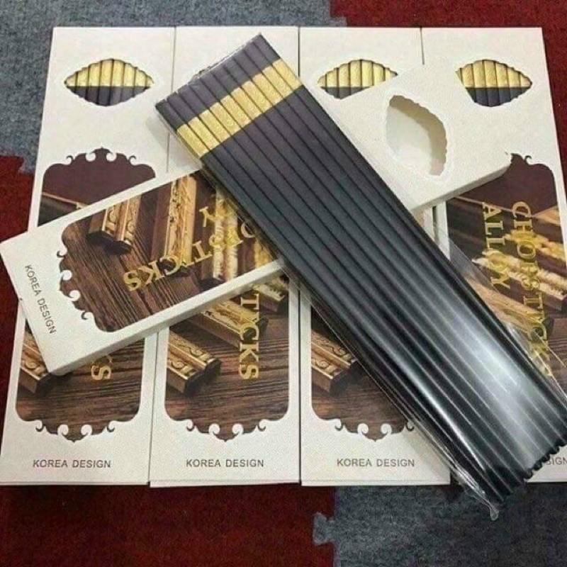 Bộ 10 Đôi Đũa Mạ Vàng, Đũa Hợp Kim Chống Mốc