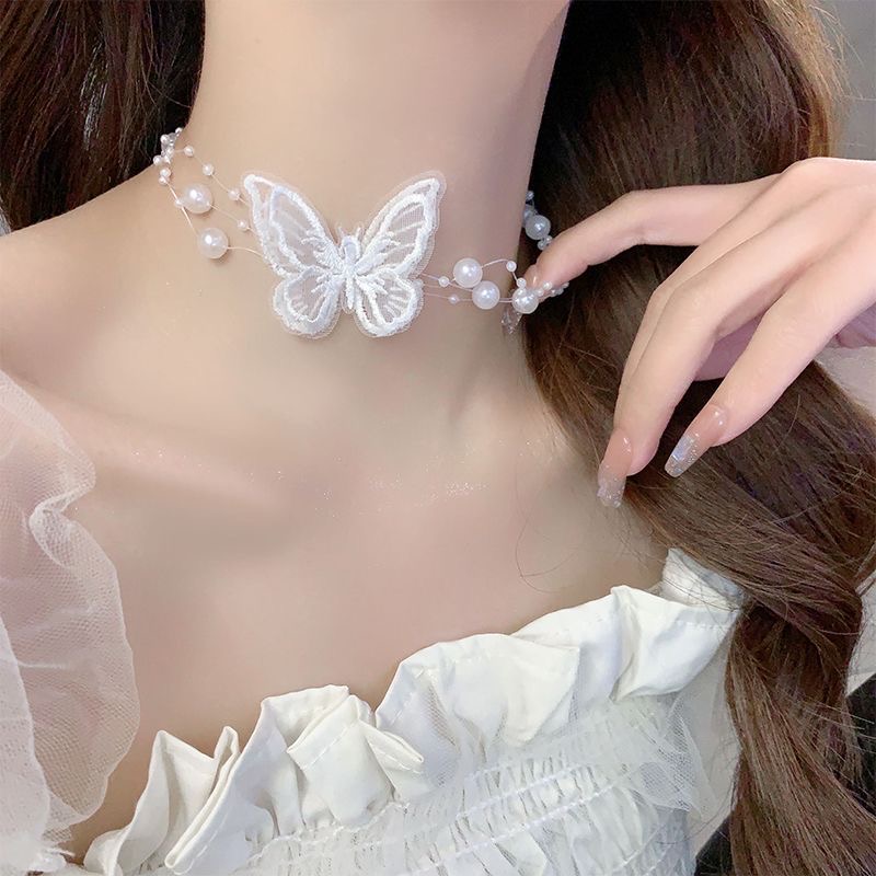Vòng Cổ Choker Hạt Dây Mix Bướm Cực Xinh