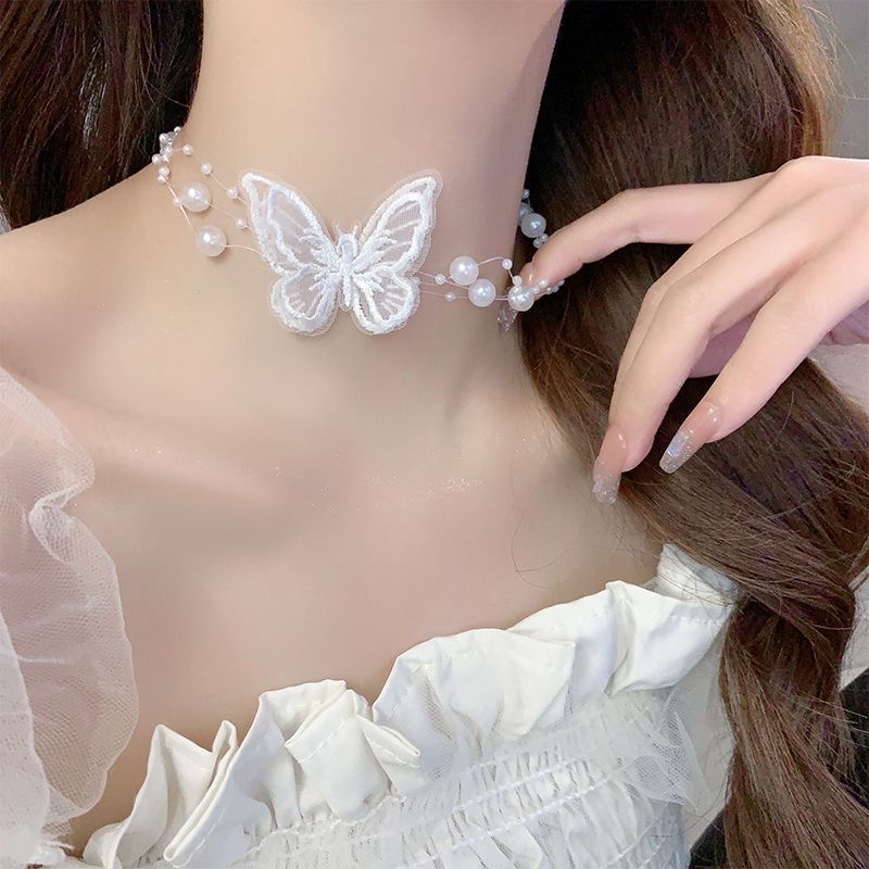 ￼Vòng Cổ Choker Hạt Dây Mix Bướm Cực Xinh