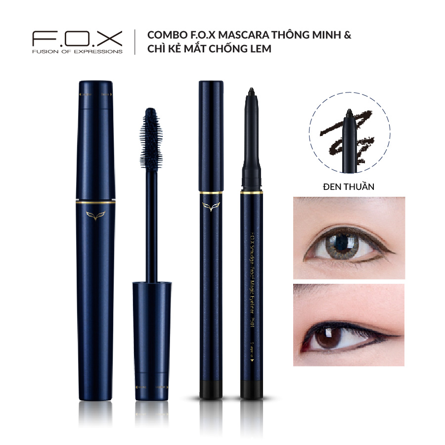 Combo F.O.X Mascara Thông Minh &amp; Chì Kẻ Mắt Chống Lem