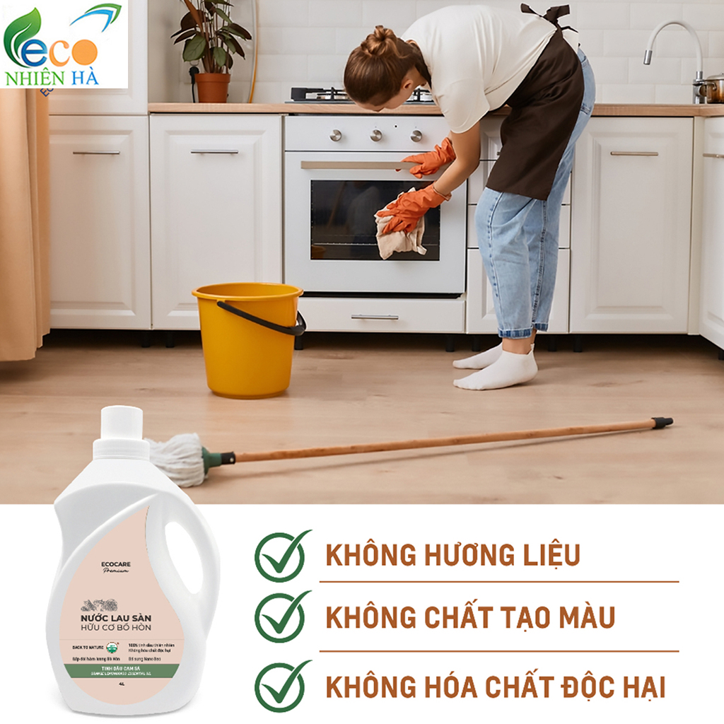 Nước lau sàn hữu cơ ECOCARE 4L phiên bản nâng cấp, nước lau nhà đuổi muỗi, chống trượt