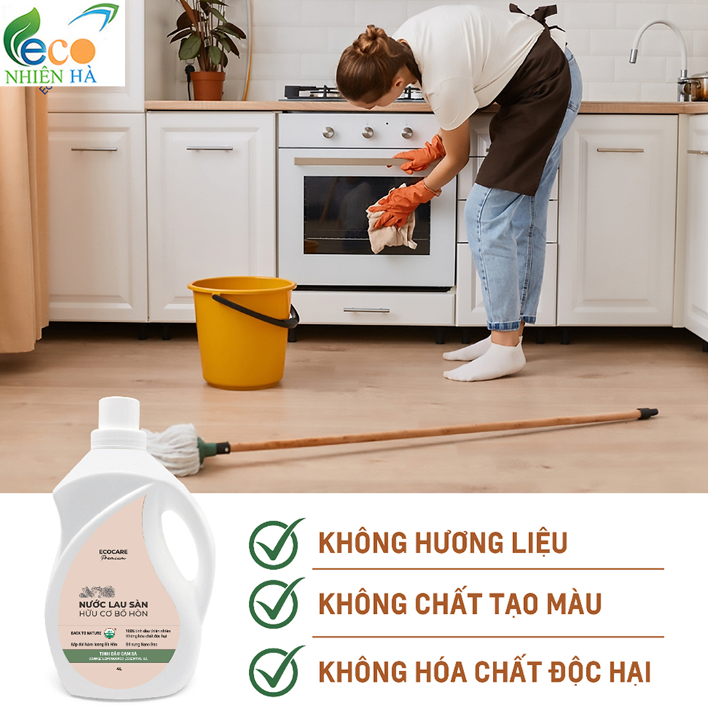 Nước lau sàn ECOCARE PREMIUM 4L tinh dầu thiên nhiên, nước lau nhà đuổi muỗi, chống trượt