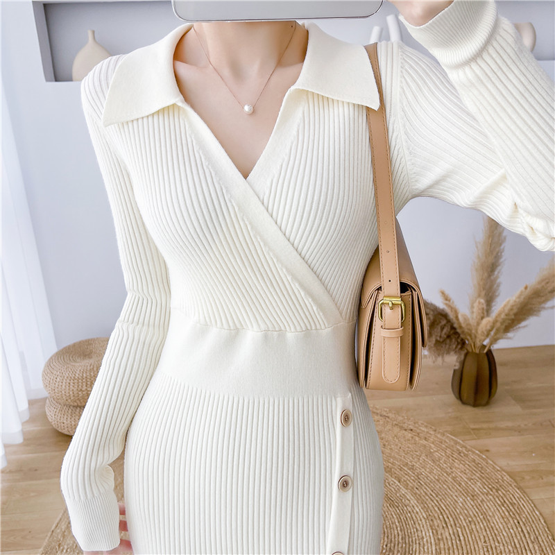 Đầm Dệt Kim Cổ Polo Dáng Ôm Thời Trang Mùa Thu Đông AL13 - Hàng Quảng Châu Cao Cấp