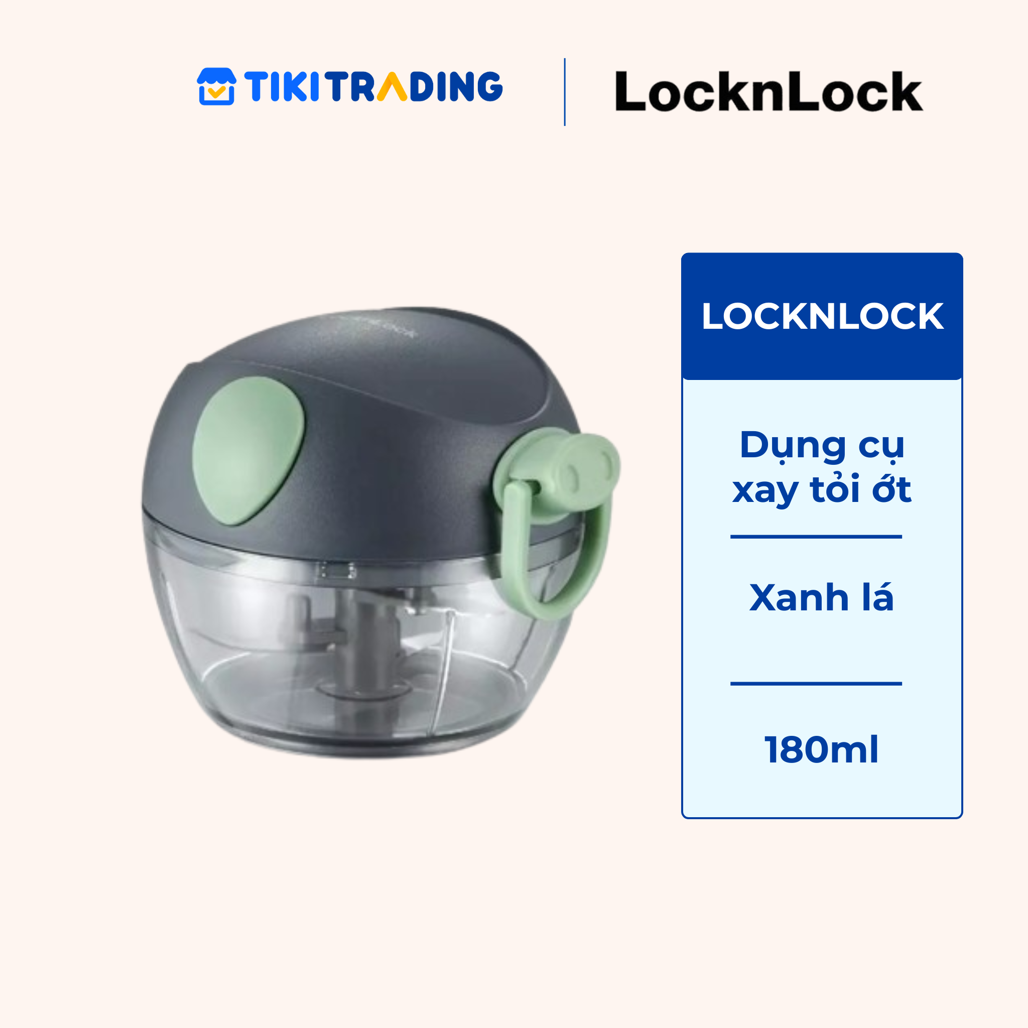 DỤNG CỤ XAY THỰC PHẨM MINI LOCKNLOCK CKS321GRN, 180ml - Hàng Chính Hãng