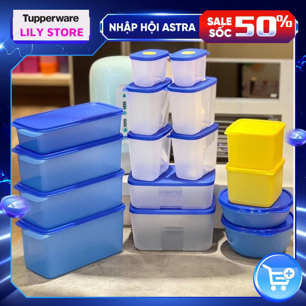 BỘ HỘP TRỮ MÁT &amp; TRỮ ĐÔNG BLUE OCEAN SET 15 TUPPERWARE CHÍNH HÃNG