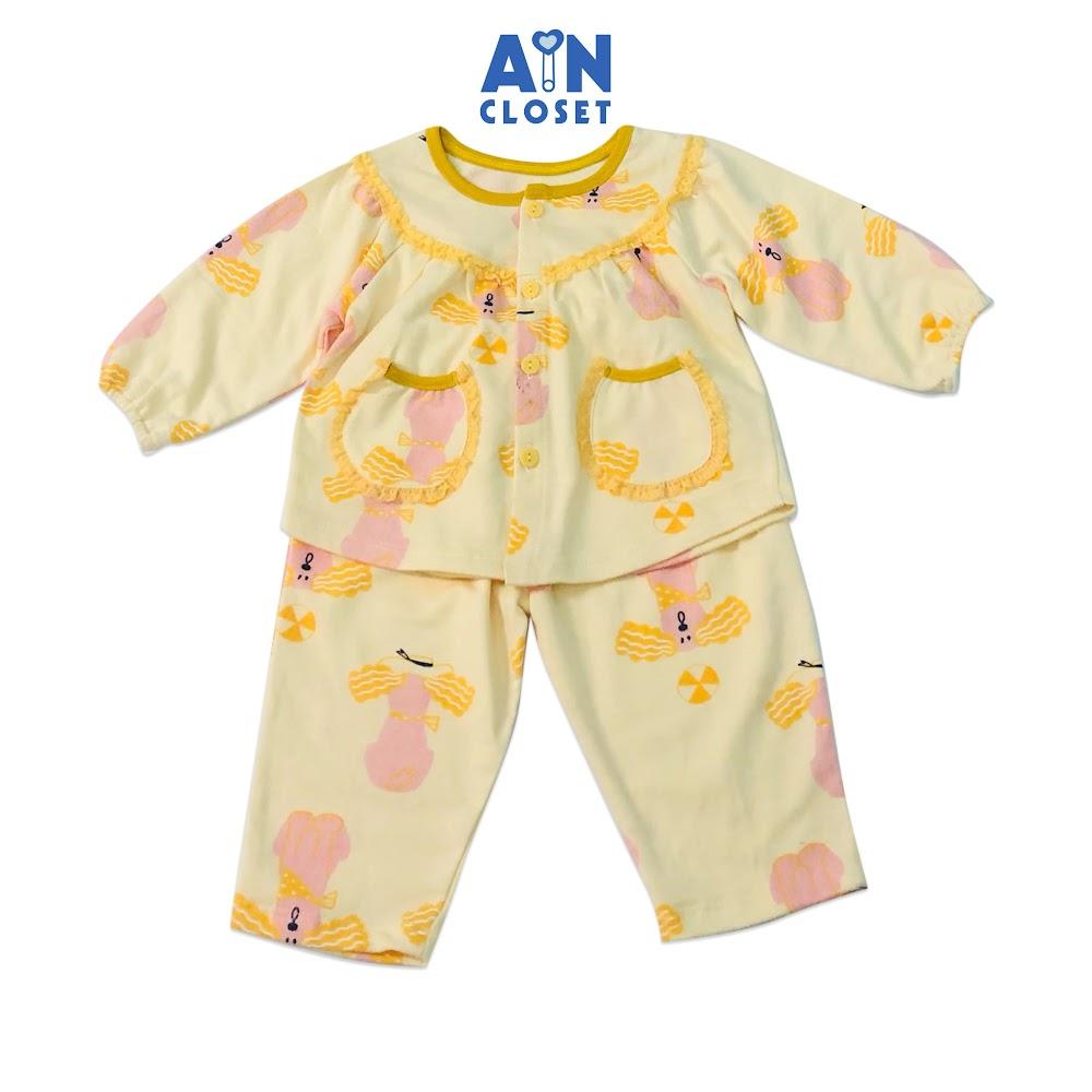 Bộ quần áo dài bé gái họa tiết Cún hồng tai vàng thun da cá - AICDBGFOQR2J - AIN Closet
