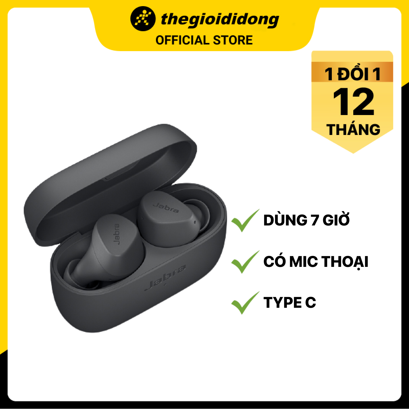 Tai nghe Bluetooth True Wireless Jabra Elite 2 Đen - Hàng chính hãng