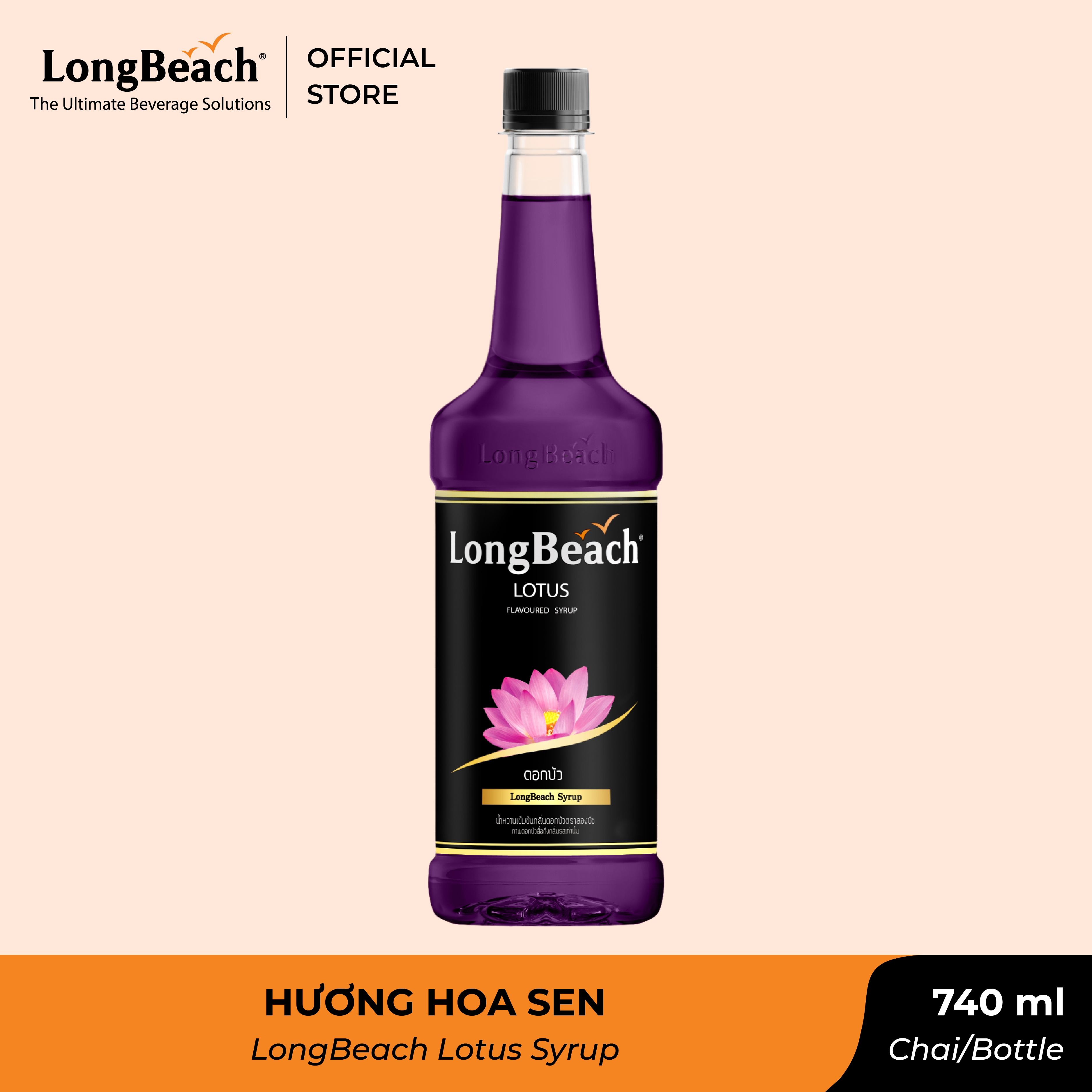 Siro Hoa Sen - LongBeach Lotus Flavoured Syrup 740 ml