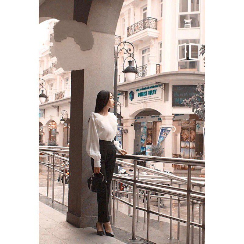 Áo sơ mi nữ cổ bèo nữ tính