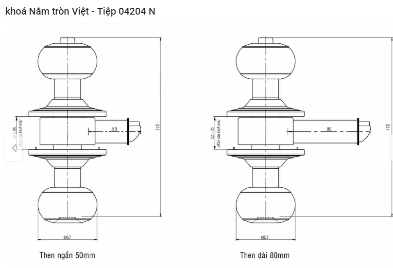 Ổ khóa tay nắm tròn VT