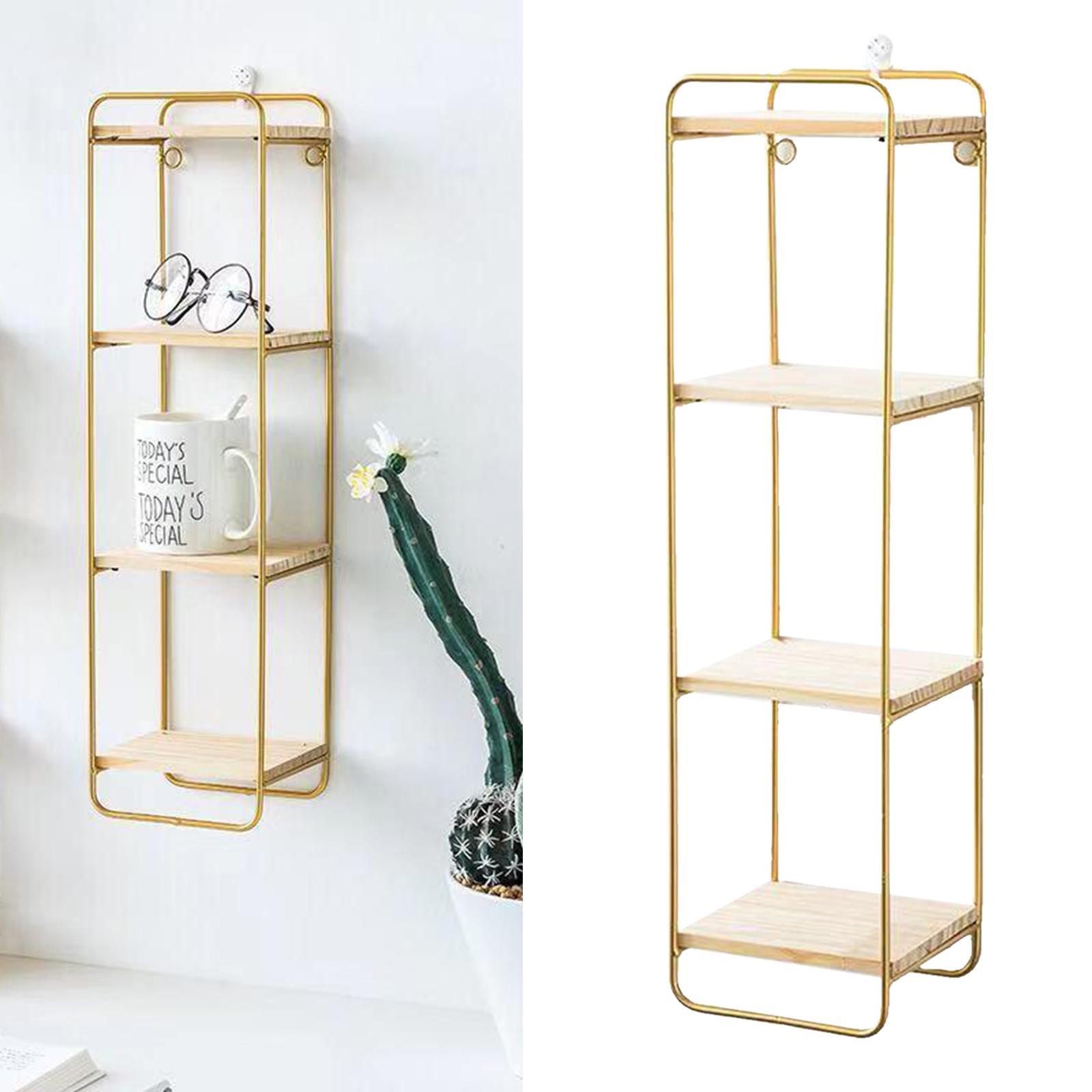 Nordic Wall Mounted Wrought Iron Wall Display Shelf Organizer Rack Decor golden