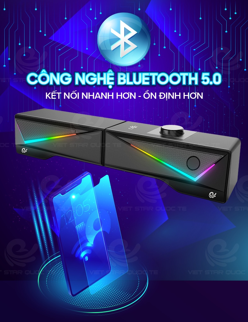 Loa Bluetooth Vi Tính Có Hiệu Ứng Đèn Led Nhiều Màu, Chất Lượng Âm Thanh Tuyệt Đỉnh - Hàng Chính Hãng