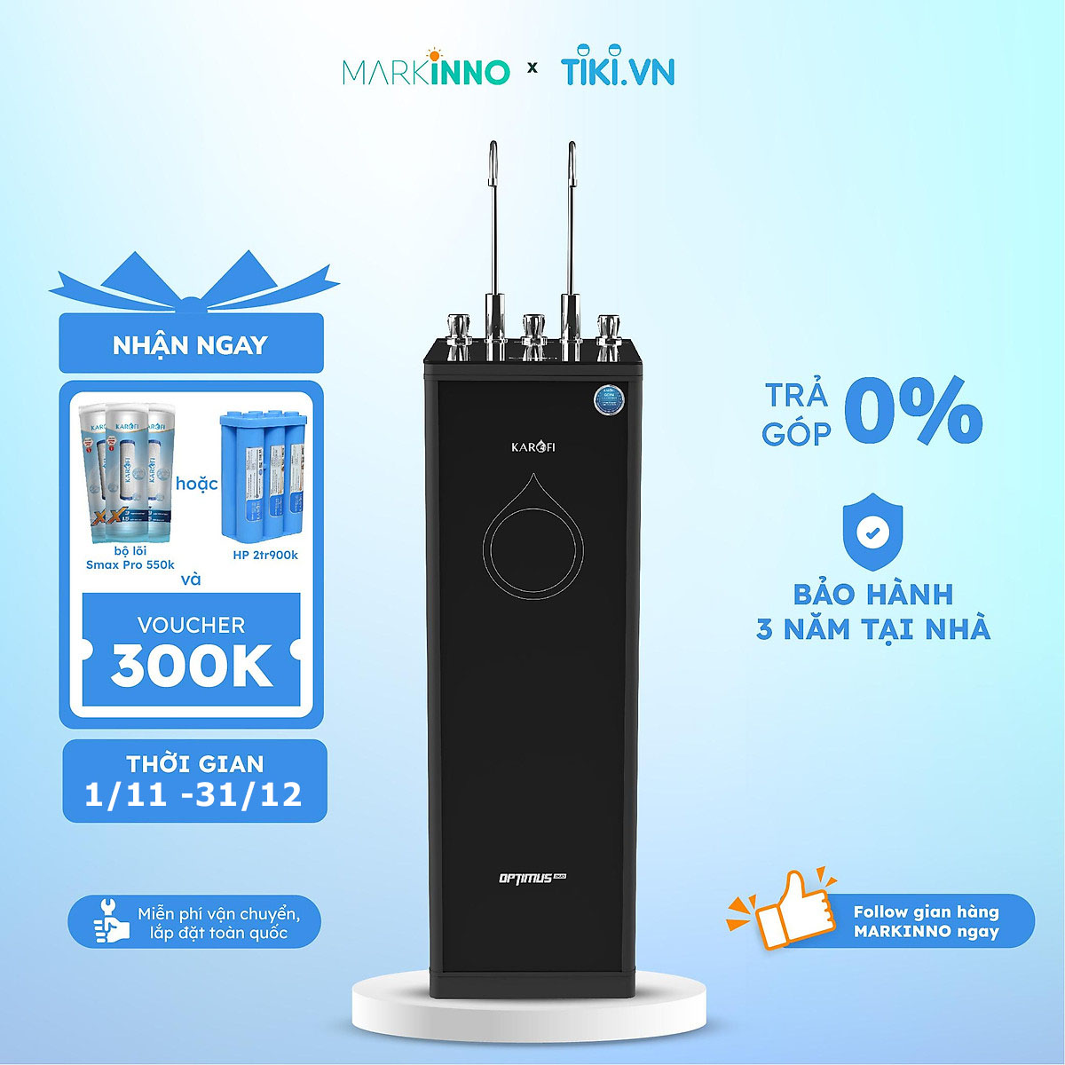 Máy lọc nước nóng lạnh KAROFI Duo O-D138 bình 6L công nghệ 8 lõi smax hệ thống 3 chế độ nước tuỳ chỉnh hàng chính hãng