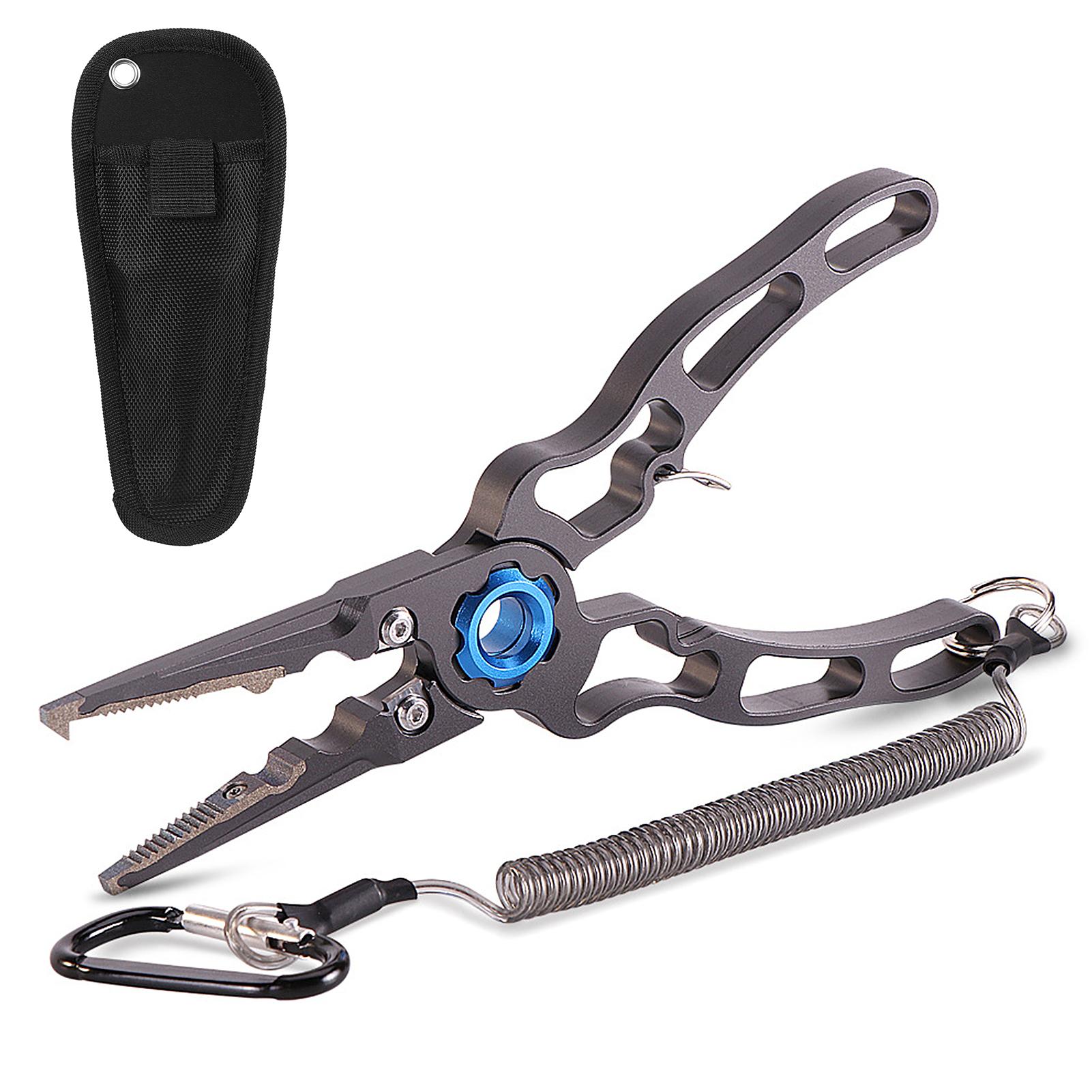 Aluminium Fishing Pliers Hook Remover Pliers Fish Holder Split Ring Tool Clip Clamp Line Cutter with Lanyard Storage Bag