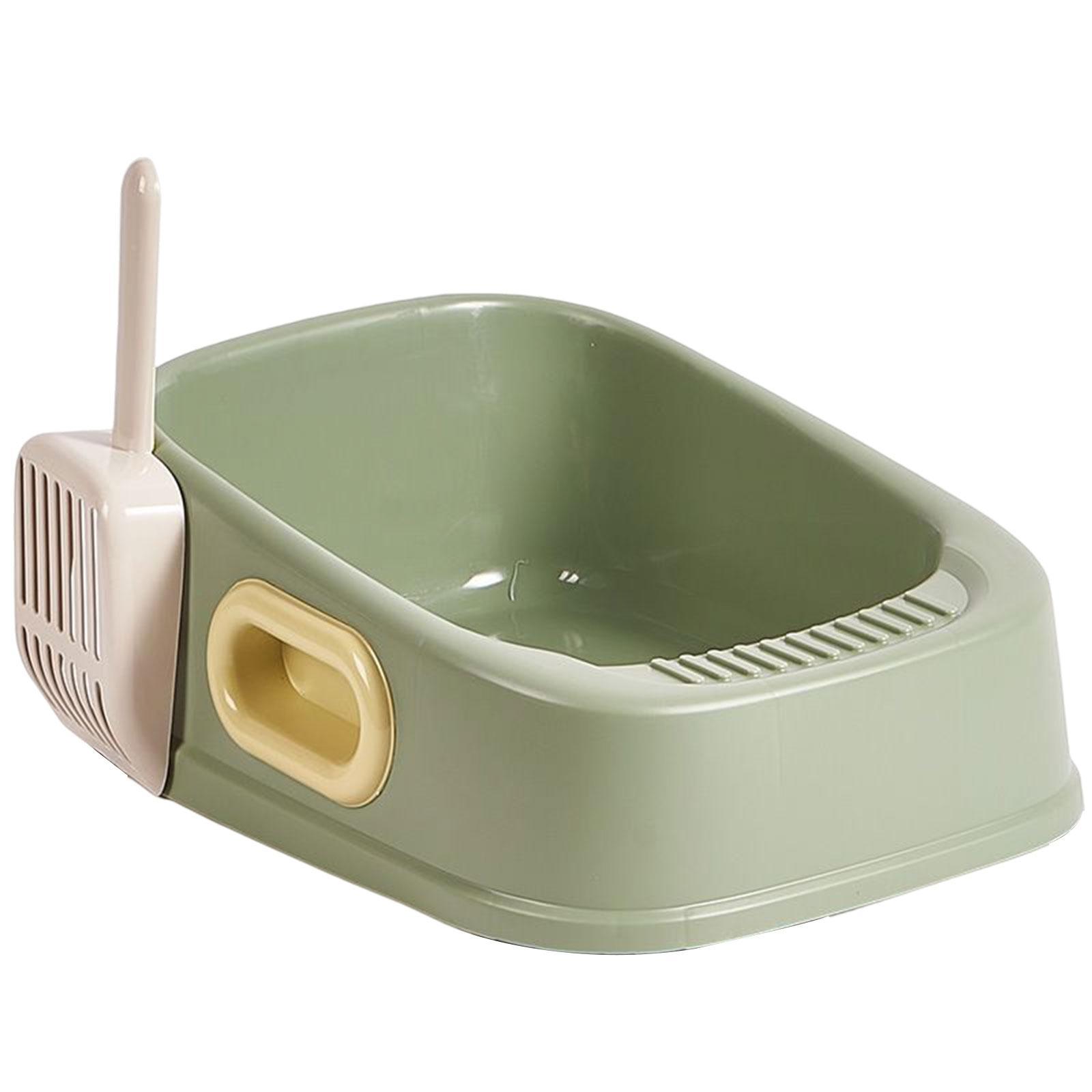 Cat Litter Tray Kitten Litter Pan Semi Closed Nonstick Large Litter Container Bedpan Open Top Pet Litter Box for Small Animals