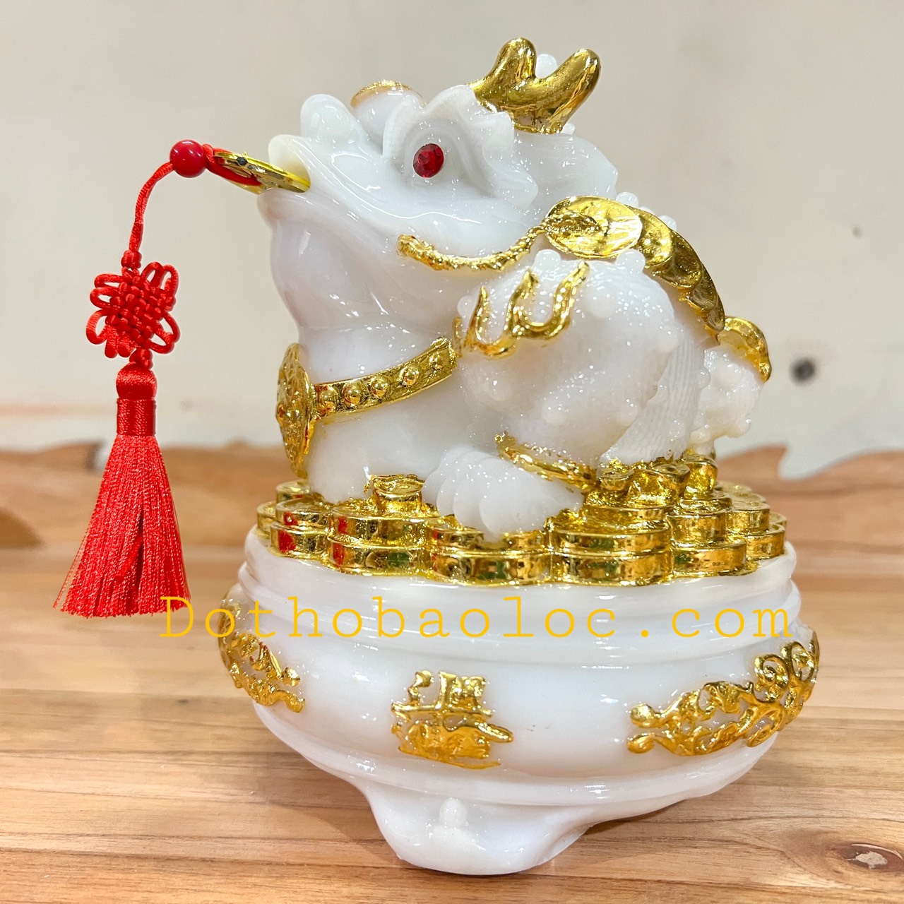 Combo Tượng Tỳ Hưu phong thủy và tượng thiềm thừ phong thủy để bàn thờ thần tài – Màu trắng cỡ trung