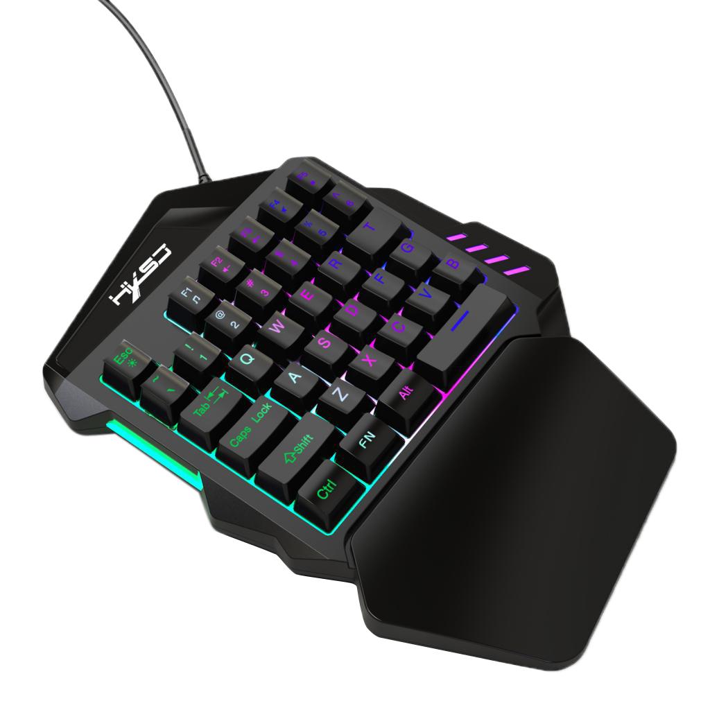 Phép Màu Sáng 7 Màu LED Backlit 35 Phím Đơn Tay Bàn Phím Chơi Game LOL CS GO PUBG