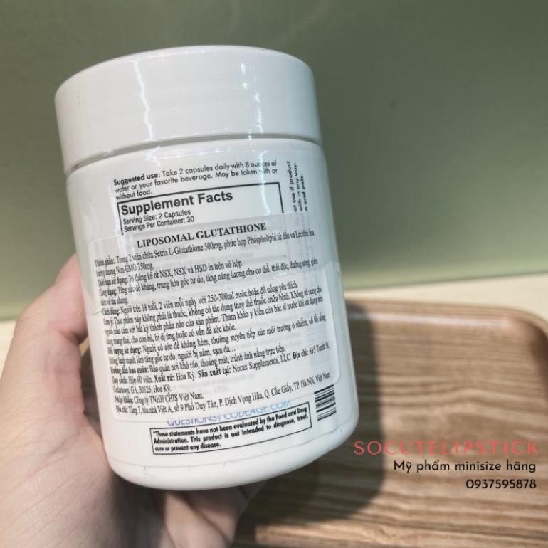 Viên Uống Trắng Da Liposomal Glutathione Codeage 60 viên