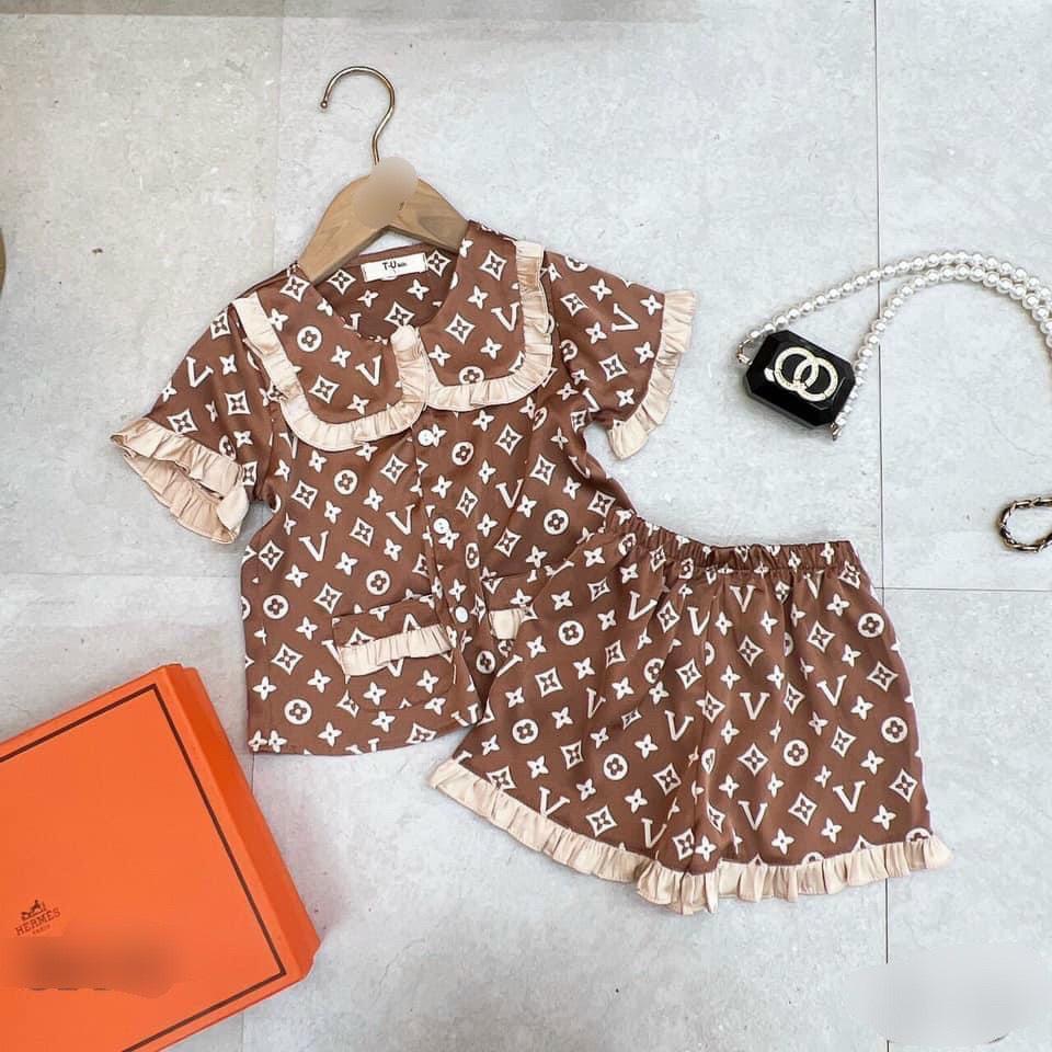 Bộ Đồ Ngủ Pijama Bé Gái Set Quần Áo Trẻ Em Mặc Nhà Lụa Mango Nhiều Màu Cộc Đùi 10-20kg
