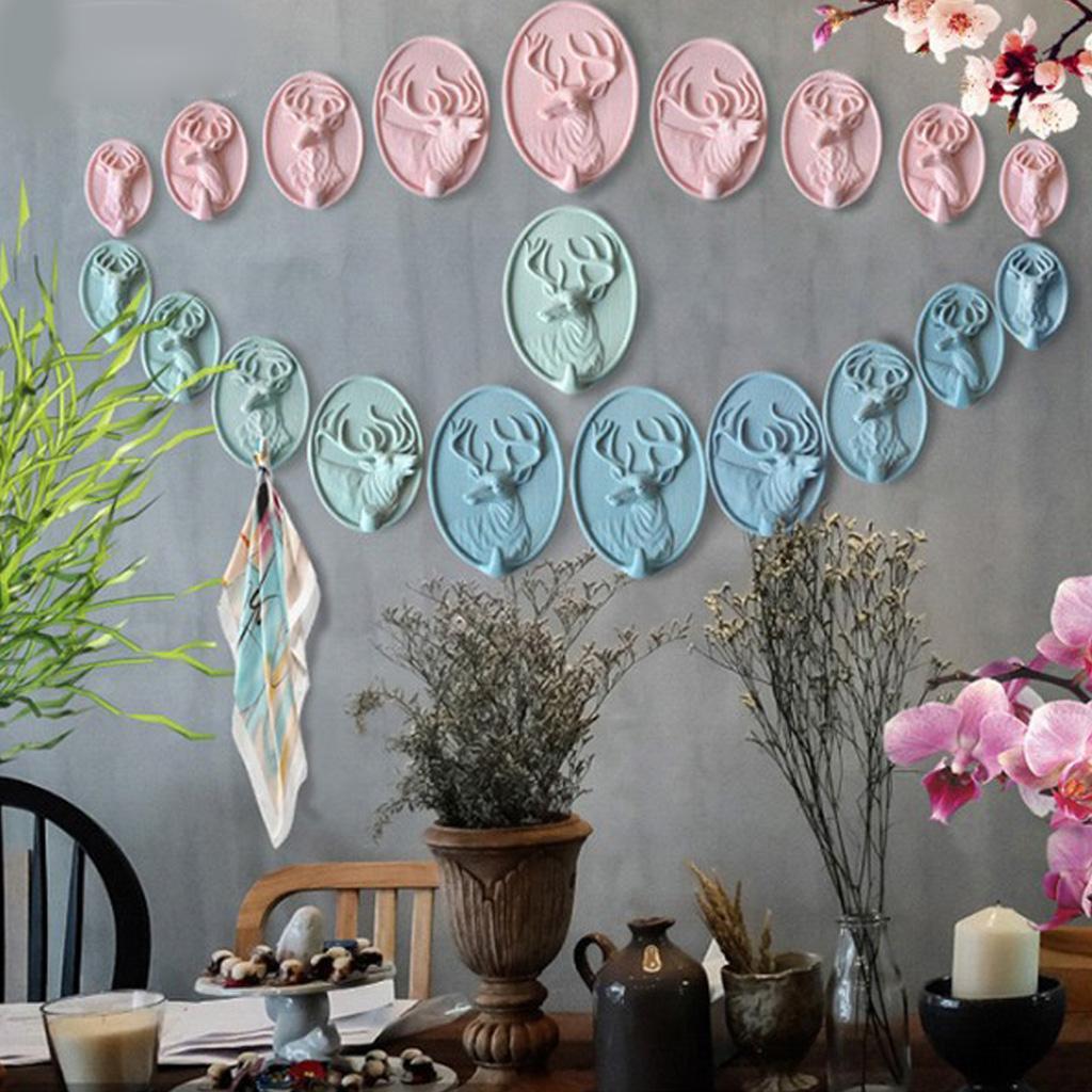 3D Resin Animal Deer Head Self-adhesive Hook Wall Hanger Hooks Rack
