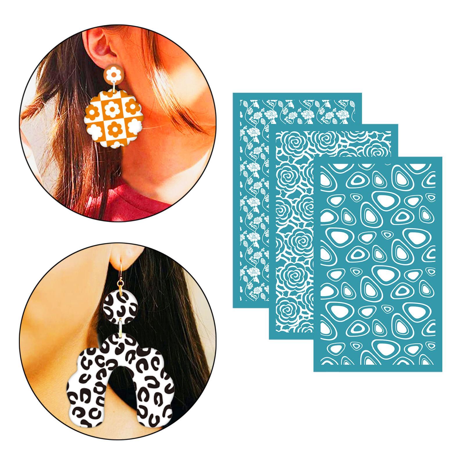 3 Pieces Silk Screen for Polymer Clay, Stencil Silk Screen Clay, Multipurpose Polymer Clay Tools for Home, Earrings Decoration, Printing on Clay