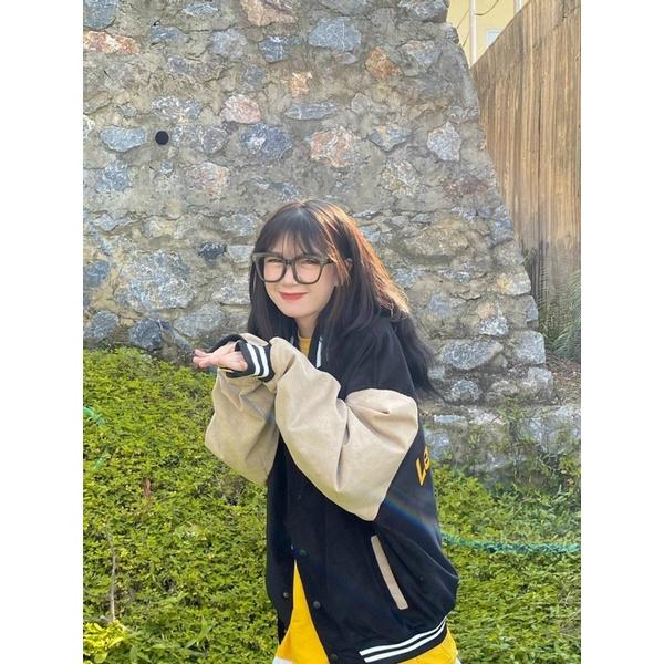 Áo Bomber Nhung Gân Bee Bê Form rộng Unisex Nam Nữ