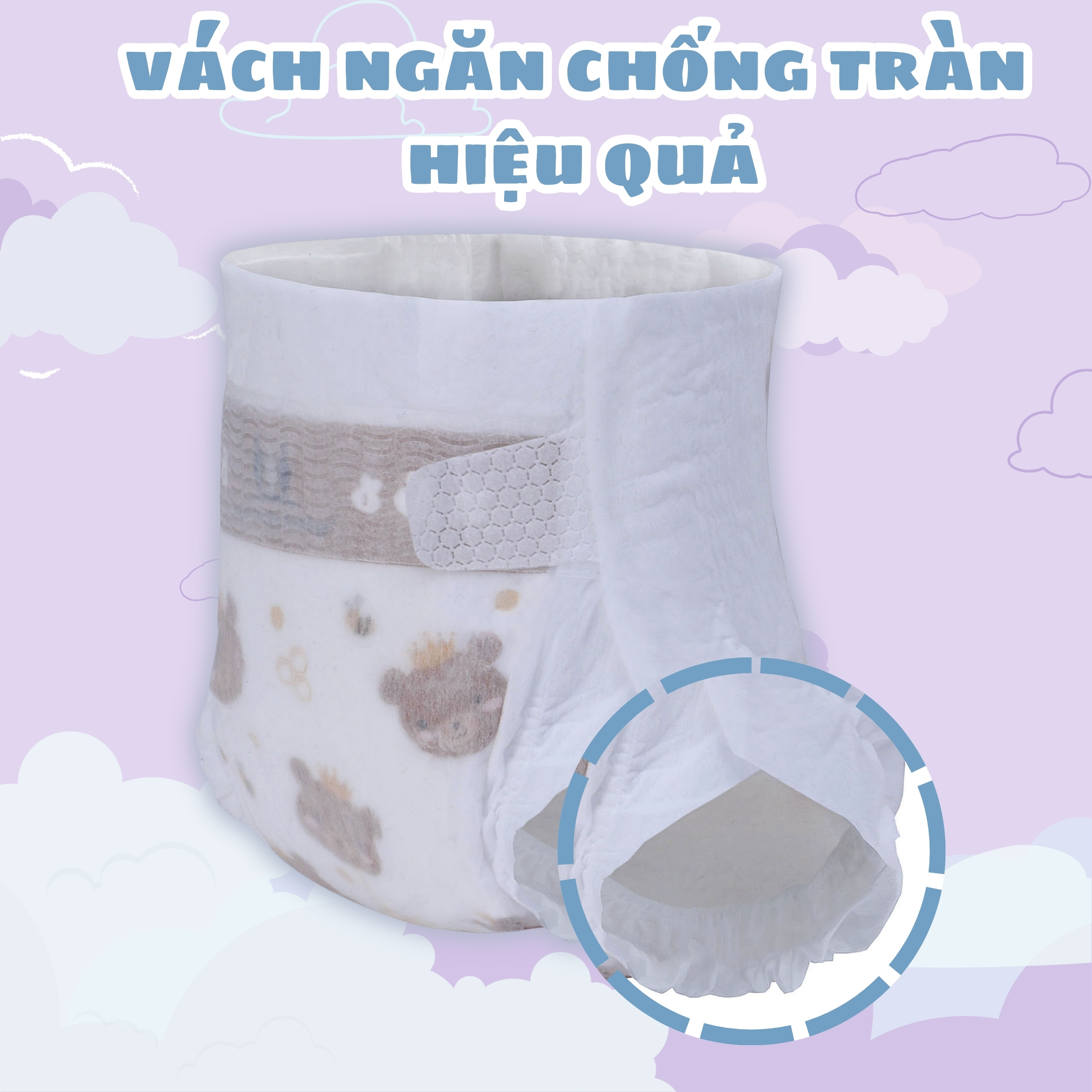 COMBO 5 Tã dán , Bỉm dán Miracle Baby cho bé sơ sinh chất liệu Protein tơ tầm có 5 size S,M,L,XL,XXL