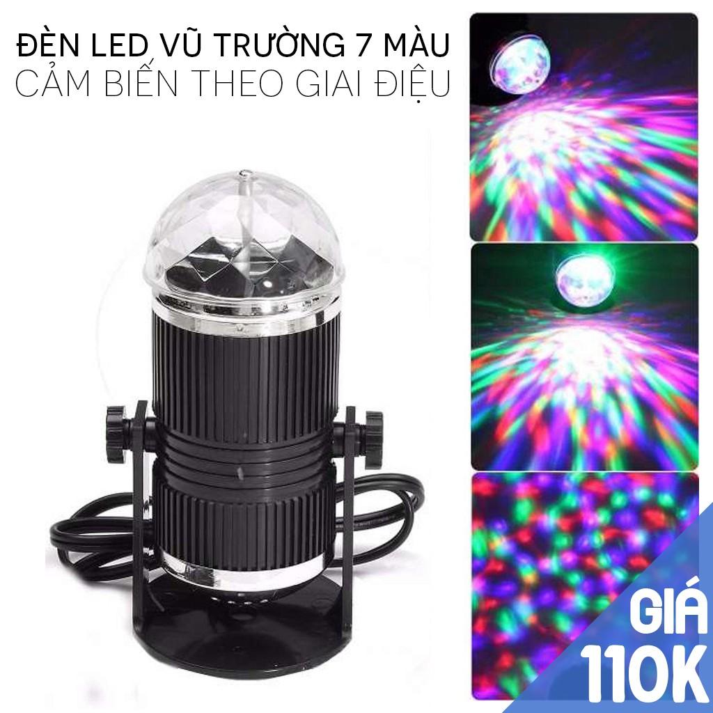 Đèn led vũ trường xoay 7 màu cực đẹp, cảm biến theo giai điệu nhạc phục vụ cho gia đình, tiệc nhỏ, sinh nhật, họp bạn bè