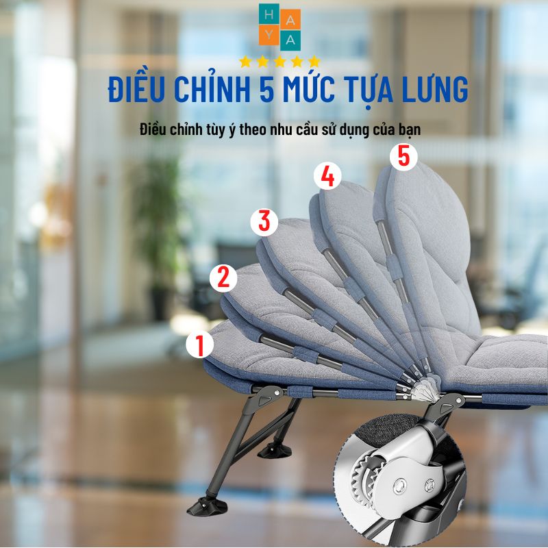 Giường gấp văn phòng , Giường Nằm Gấp Gọn khung thép chắc chắn, đệm êm kèm gối đầu.