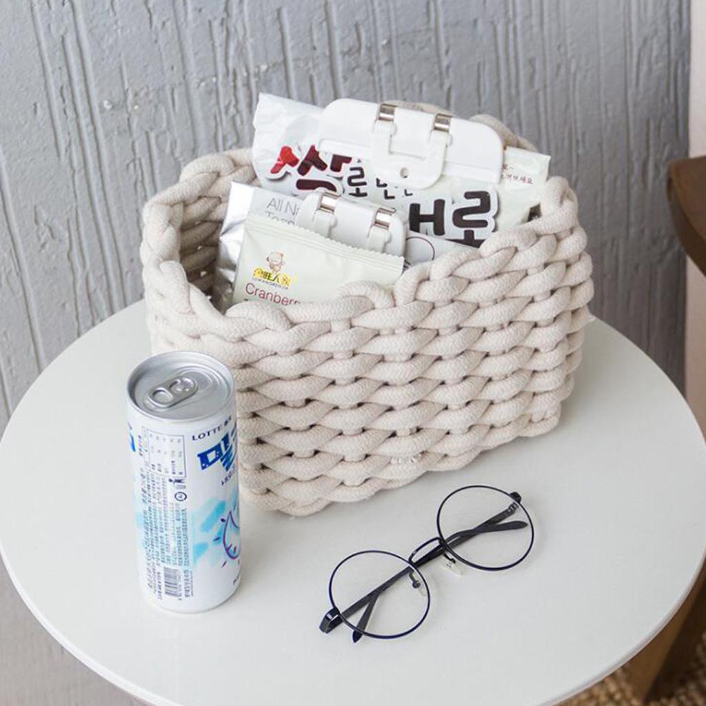 Linen Weaving Storage Baskets Box with Handle Laundry Basket Organizer