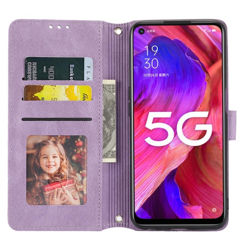Ốp điện thoại dạng ví da nắp lật màu trơn họa tiết dập nổi Cho Oppo A52 A72 A92 A53 A32 2020 A16 A54 4G A55 A93 A74 A54 5G