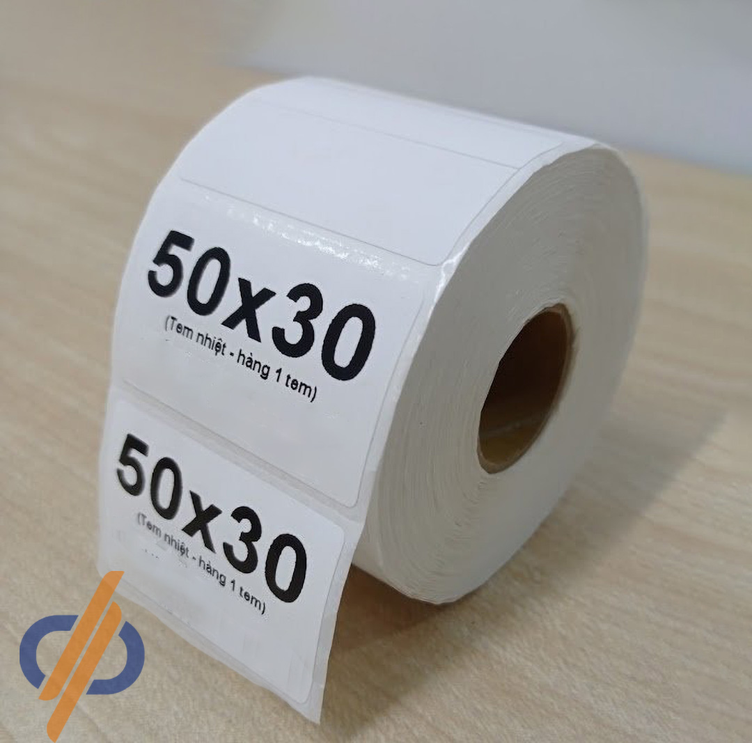 Giấy in nhiệt 50x30mm - DP12- Tem trà sữa, tem dán cốc trà sữa