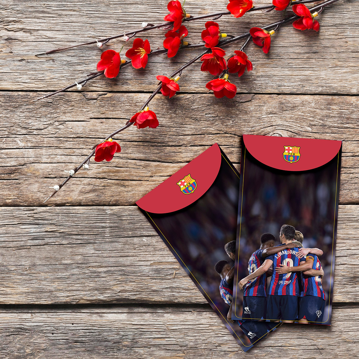 Combo 10 Bao Lì Xì Năm Mới 2023 Quý Mão (FC Barcelona) 8X16cm - May Mắn - Sang Trọng - Siêu Ý Nghĩa