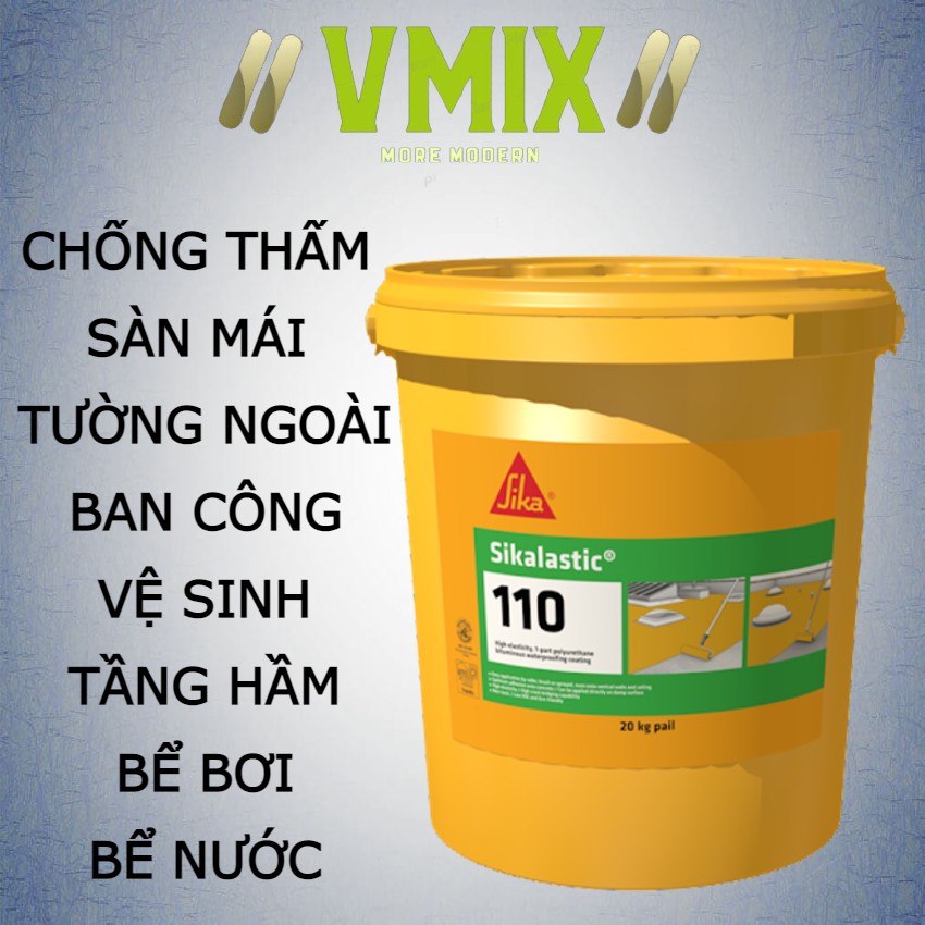 [20kg] Chống thấm sàn mái bằng Sikalastic 110 hoặc chống thấm cho sân thượng ,ban công, vệ sinh,tầng hầm, độ đàn hồi cao,dễ thi công , VmixEco