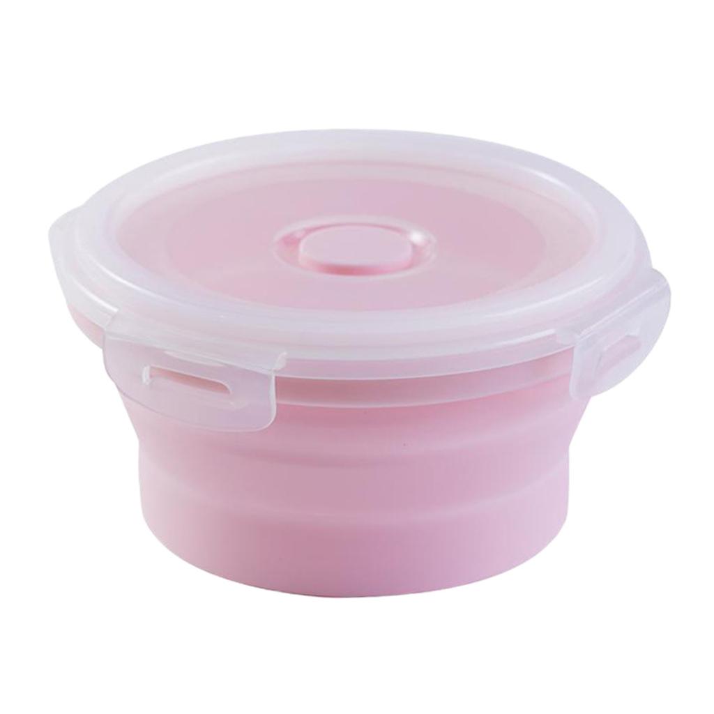 Round Lunch Container Food Grade Silicone Storage Collapsible Bowl with Airtight Lids Microwave Refrigerator Freezer Safe
