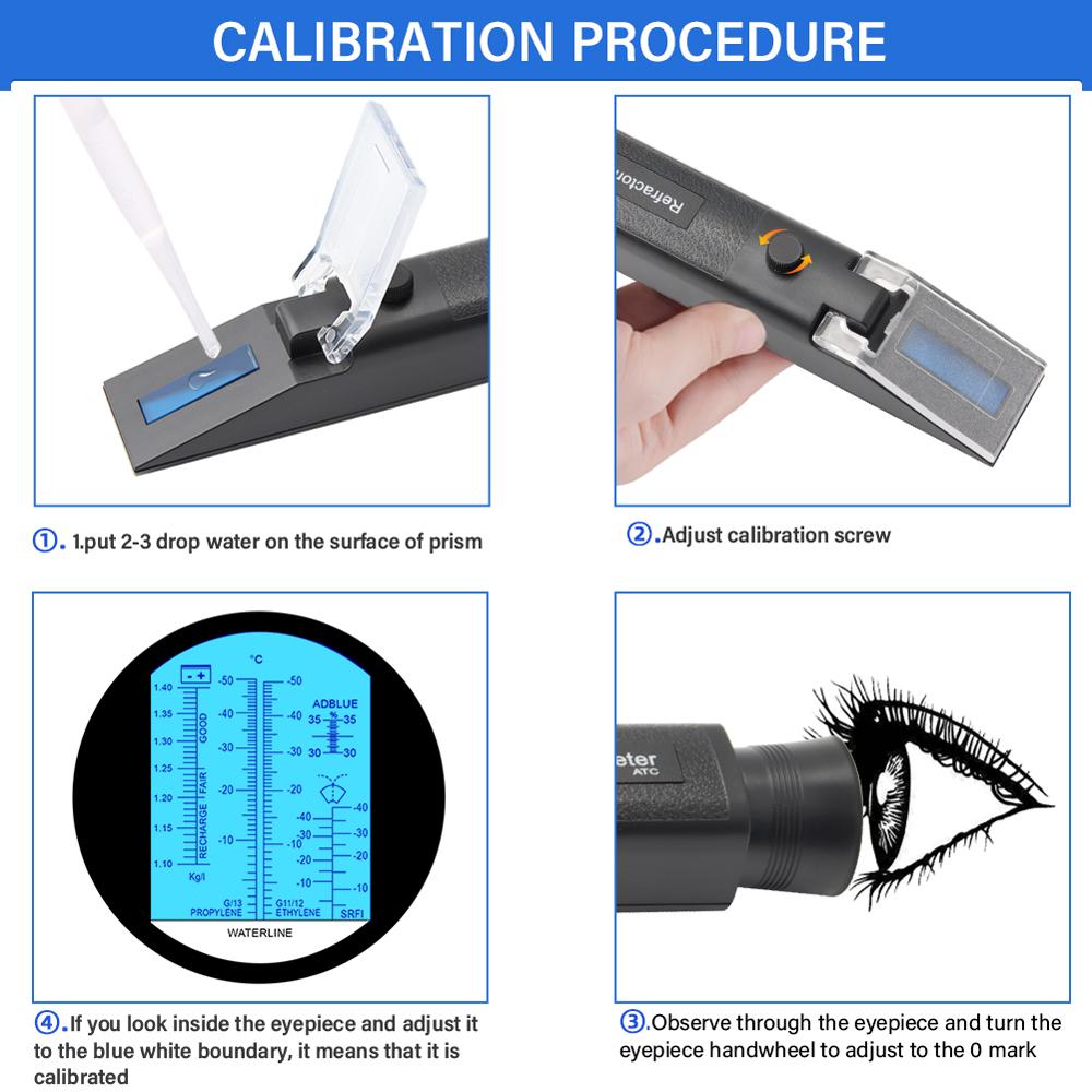 Car Antifreeze Refractometer Multifunctional Auto Coolant Tester Urea Propylene Glycol Glycol Detergent Battery Liquids Test Device