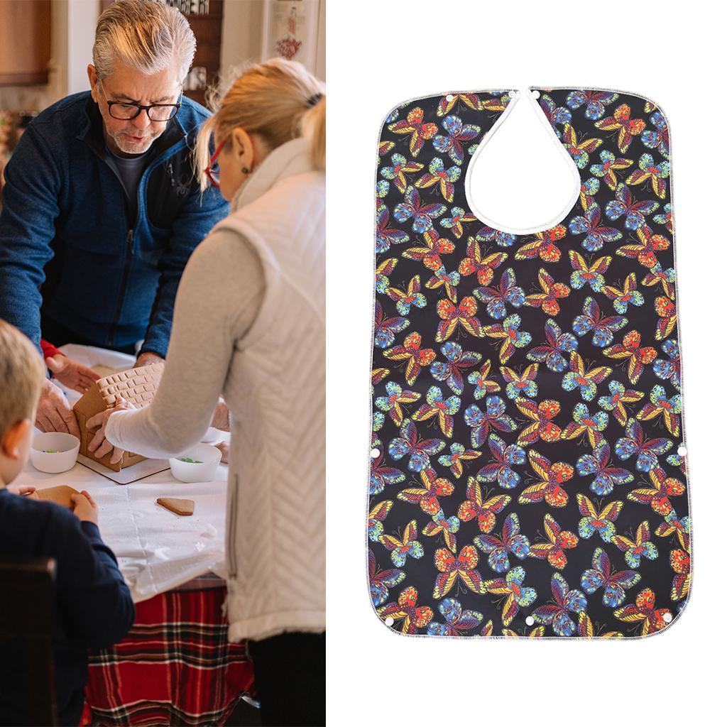 Mealtime Waterproof PVC Printing Cotton Adjustable Bib Crumb Adults Black