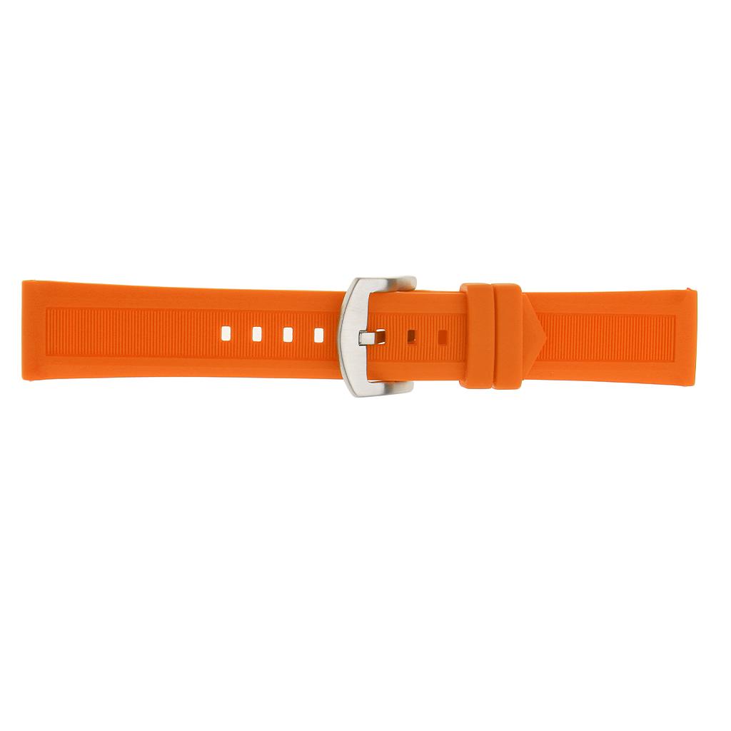 Orange Waterproof Rubber Wristband Watch Band Strap Replacement with 4 Spring Bars 19/20/21/22/mm