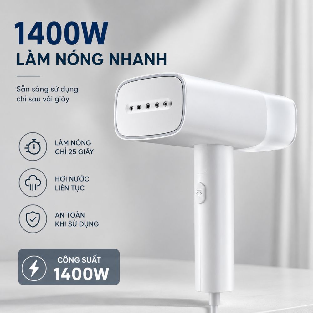 Bàn ủi hơi nước cầm tay Kachi MK464 1400W | Ủi nhanh, nhỏ gọn - hàng chính hãng