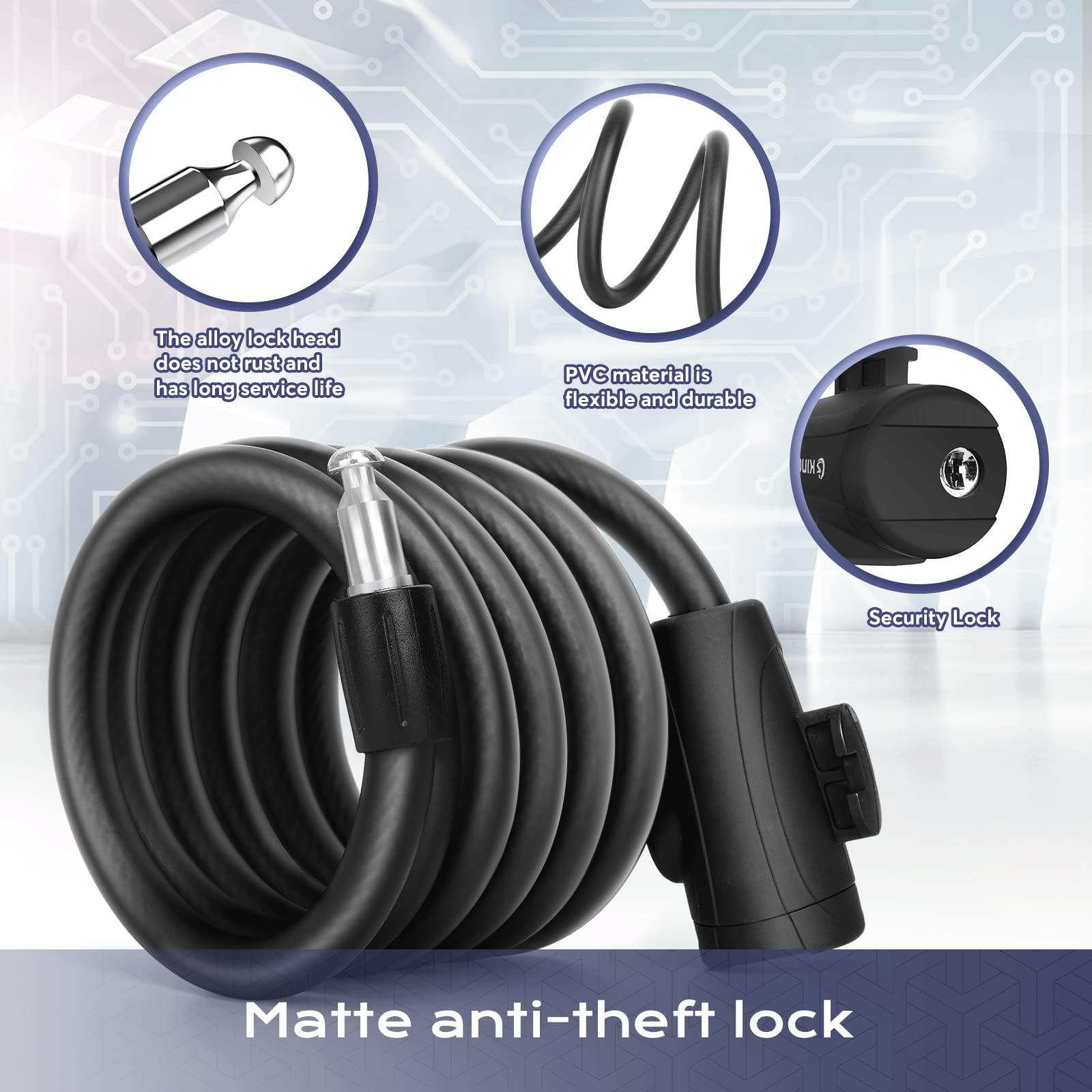 Khóa Xe Đạp Với 2 Chìa Khóa, Khóa Xích Xoắn Ốc 120Cm Màu Đen, Khóa Cáp Xe Đạp, Khóa Xe Đạp Bảo Mật Rất Cao Cho Xe Đạp, Xe Ba Bánh, Xe Tay Ga, Xe Máy, Xe Đạp Điện