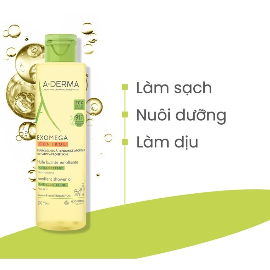 Dầu tắm dành cho da khô, da cơ địa A-Derma Exomega Control Shower Oil 200ML