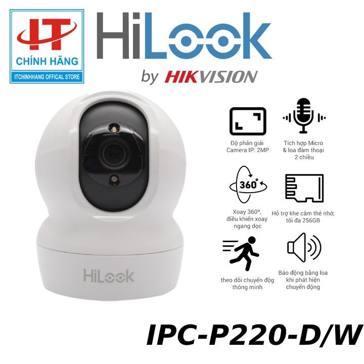 Camera HiLook IPC-P220-D/W 2.0 Megapixel, kết nối Wifi, âm thanh 2 chiều - Hàng Chính Hãng