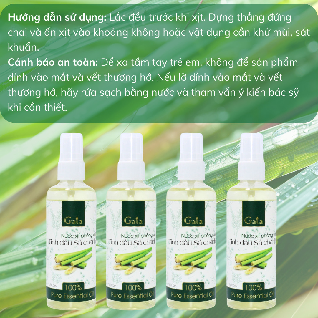 Nước xịt phòng với tinh dầu Sả Chanh  GAIA 100ml